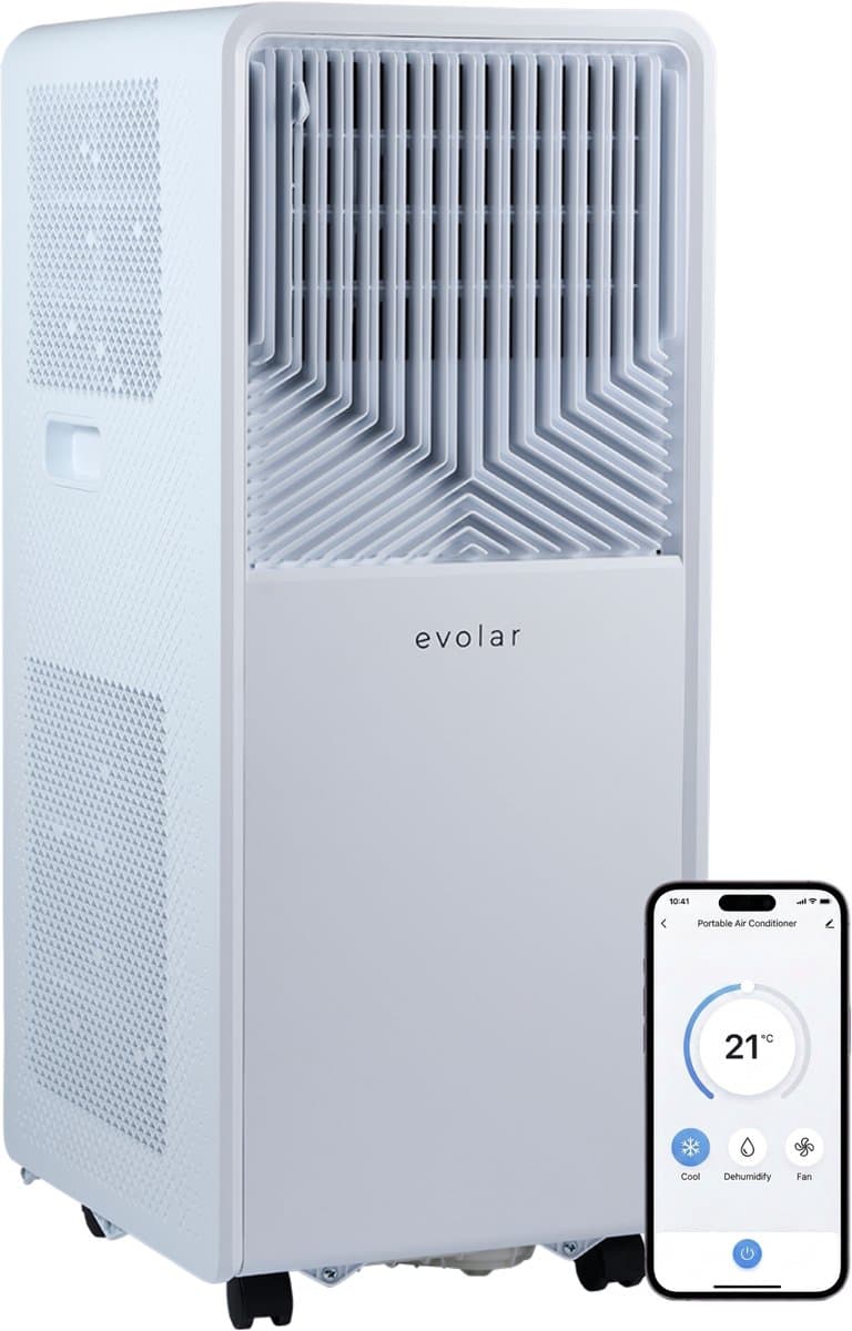 Evolar Mobiele Smart Airco - 12000 BTU - Koelen & Verwarmen - WiFi - App & Afstandsbediening - Airconditioner - met Afvoerslang - Slaapkamer, Woonkamer, Kantoor - EVO-012CHW — afbeelding 1