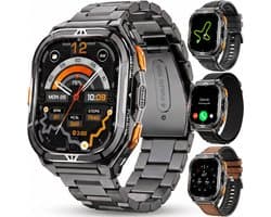 Synyq Solid Pro - GPS Smartwatch Heren - Sporthorloge - Horloge Heren - Belfunctie - Stappenteller - Hartslagmeter - 150+ Sportmodi - Waterdicht - AMOLED - Geschikt voor iOS/Android