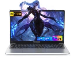 Acemagic AX15 15,6 inch Full HD Laptop - 16 GB DDR4 512 GB SSD Notebook - Intel N95(bis zu 3,40 GHz) - Windows 11 Pro - WIFI 5 - BT - Grijs
