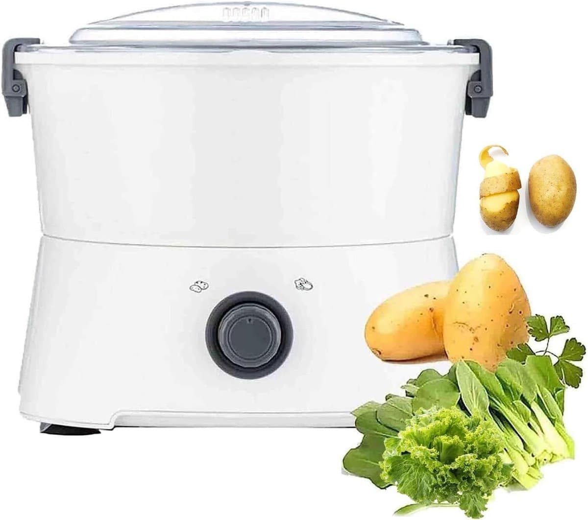 Elektrische Aardappelschilmachine - Groente Droger - Snel Schillen - Eénknopsbediening - 1 kg capaciteit - Zwart — afbeelding 1