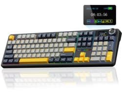 EPOMAKER x AULA F108 Pro - Zwart - Mechanisch Gaming Toetsenbord – LCD Display – RGB – Tri-Mode Draadloos – Hot-Swappable – Full Size - Reaper Switch