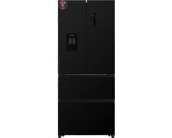 Frilec BONNFD455-WS-040DB - French Door Koelkast - 441 liter - No Frost - Waterdispenser - 39 dB - Energielabel D - Zwart - Amerikaanse koelvriescombinatie