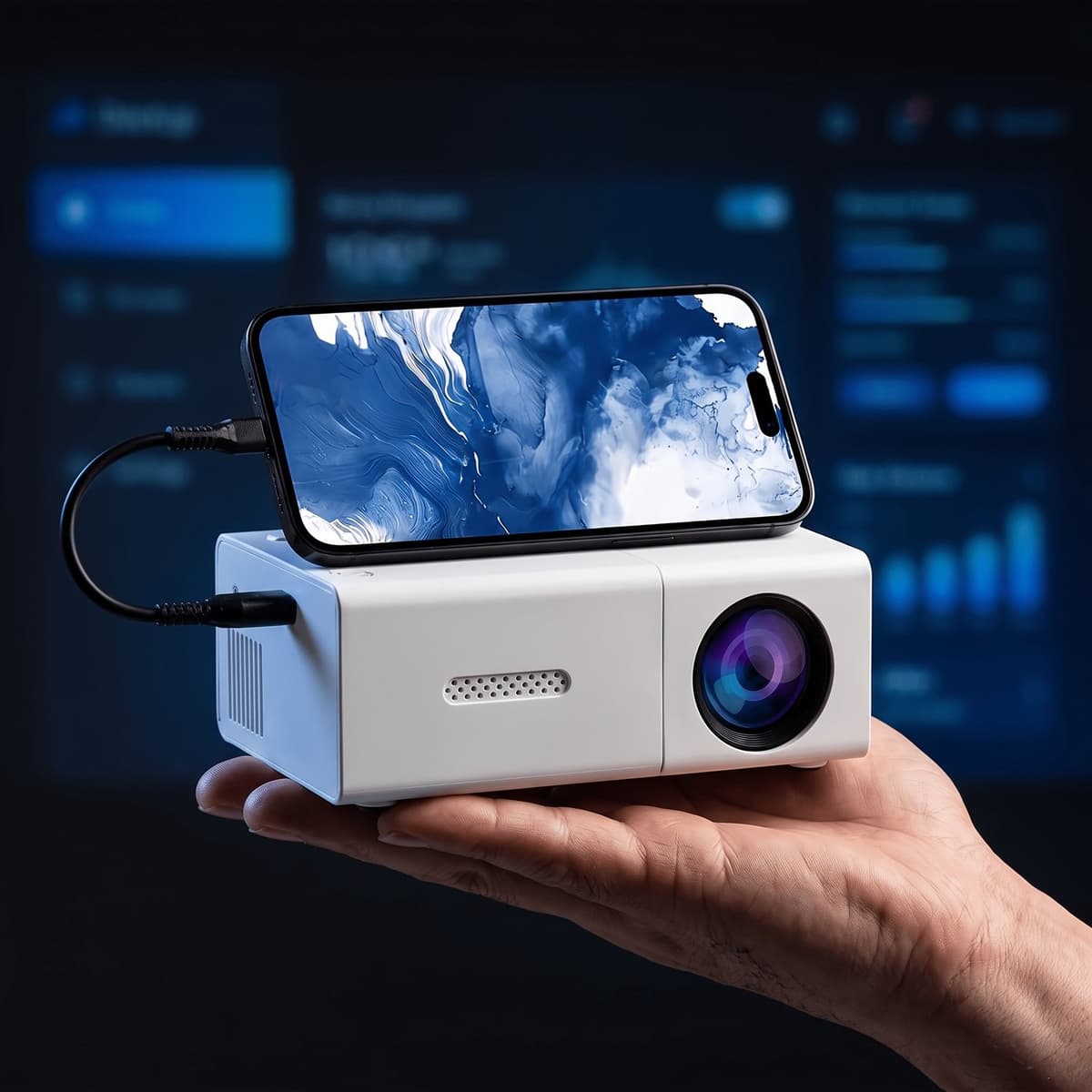 Mini Beamer Draagbaar met Full HD 1080p LCD Scherm 300 Lumen USB voor Smartphone en Laptop — afbeelding 1