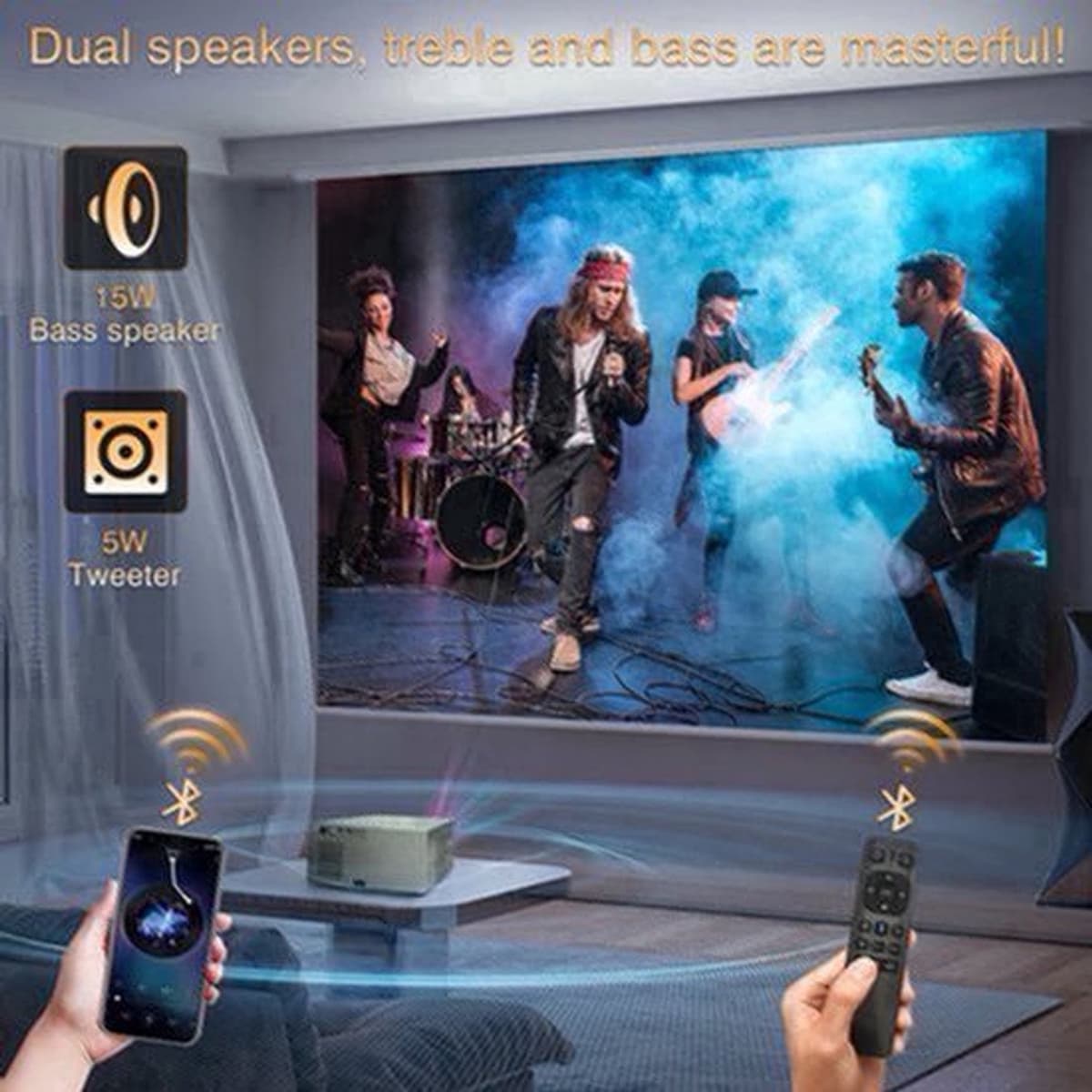 Everycom - RD829 - Beamer - Projector Beamer - Mini Meamer - 1920x1080dpi - Automatische focus - 5G - met WiFi - 12000lumens — afbeelding 1