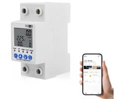 Eenfasige Elektrische Meter,Slimme Energiemeter,KWh Meter,90-230V WiFi DIN-rail Elektrische Energiemeter,Digitale Energieverbruiksmonitor met / App