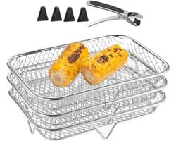 Luchtfriteuseplank, luchtfriteuse kookrekken 3x stapelbare grillmand