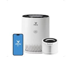 Vibrix PureFlow15 Luchtreiniger / Air Purifier – HEPA H13 + koolstoffilter – 100 m³/u – Voor kamers tot 15 m² – Ionisator – App-bediening – Zeer stil met slaapstand – Luchtkwaliteitindicator