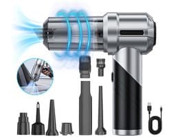 4-in-1 Auto Stofzuiger - Kruimeldief - Zuigen & Blazen - 6 Opzetstukken - Draadloos – USB-C - Krachtige Handstofzuiger - Air Duster - 15Kpa