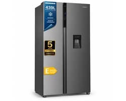 Heinner HSBS-H439NFXWDE++ Amerikaanse Side-by-Side Koelkast met Waterdispenser – 439 L – Full No Frost – LED Touch Display – Smart Eco Functie – RVS – 5 Jaar Garantie