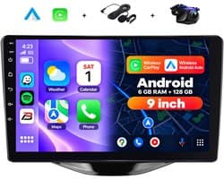 Boscer 2 Din Android 15 Autoradio - Geschikt voor Toyota Aygo, Citroën C1 & Peugeot 108 (2014-2021) - Draadloos Apple Carplay & Android Auto - 6+128GB - 9 Inch HD IPS Touchscreen - GPS - WIFI, Bluetooth & USB - Achteruitrijcamera & Microfoon