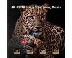 Beamer - Projector - Mini Projector - Full HD Native 1080P - met 120-inch E-ALR Projectorscherm & Stand – Outdoor Camping & Home Theater – EU Plug
