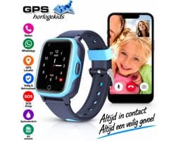 GPSHorlogeKids - GPS horloge kind – smartwatch kinderen – WhatsApp – 4G videobellen – spatwaterdicht – GPS tracker – SOS alarm – incl. simkaart en online installatie hulp – Fox Blauw