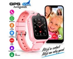 GPSHorlogeKids© - GPS horloge kind - smartwatch kinderen - WhatsApp - 4G videobellen - spatwaterdicht - SOS alarm - Dual Camera - gezichtsherkenning - incl. SIM - DUO Roze