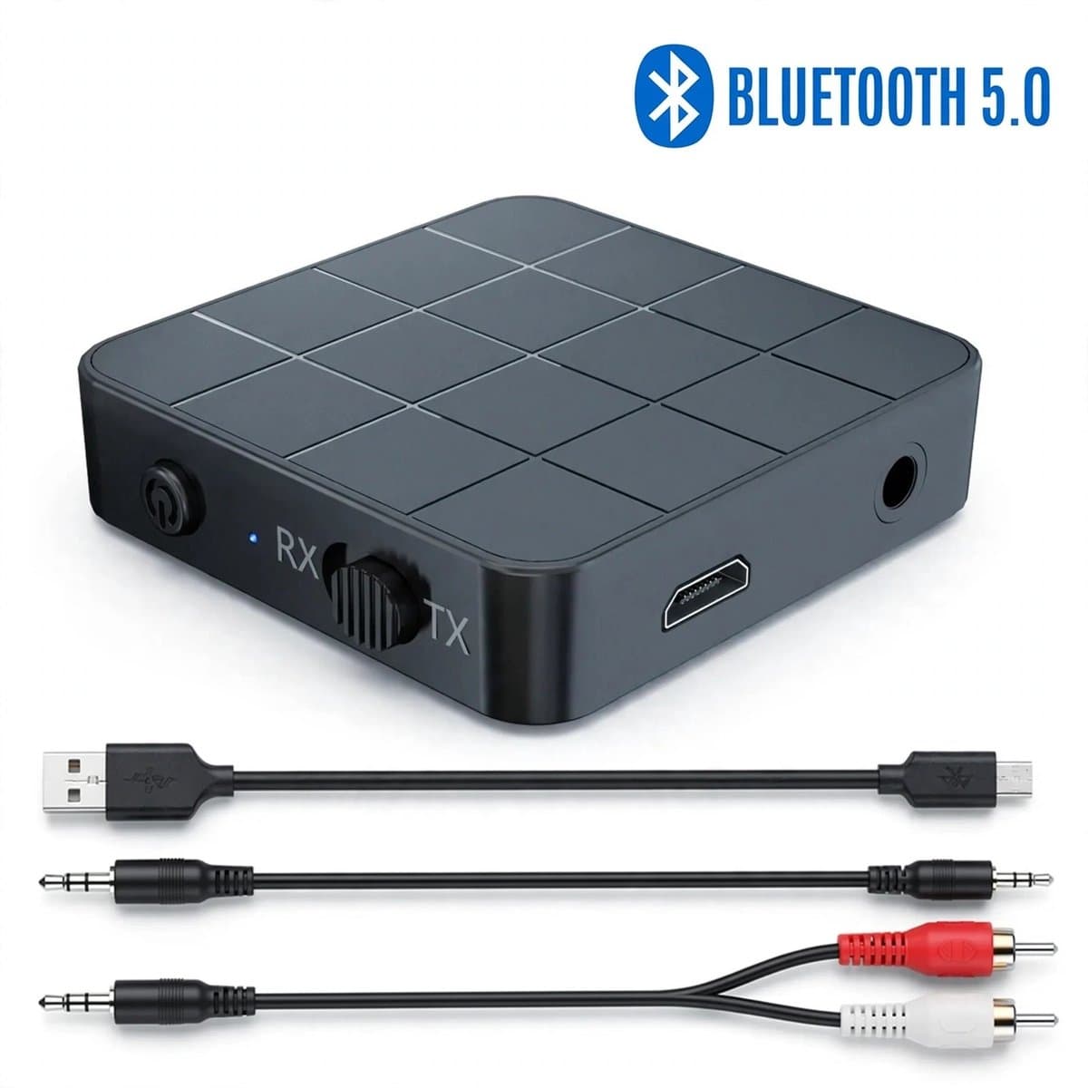 Bluetooth 5.0 Audio Zender & Ontvanger 2-in-1 – Draadloze AUX Adapter voor TV, Autoradio, Stereo, Speakers & Koptelefoon — afbeelding 1
