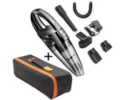 Blinxz.store – Kruimeldief – Draadloze Handstofzuiger – Autostofzuiger – Nat & Droog – 120 W – 2200 mAh – Inclusief Accessoires en Opbergzak