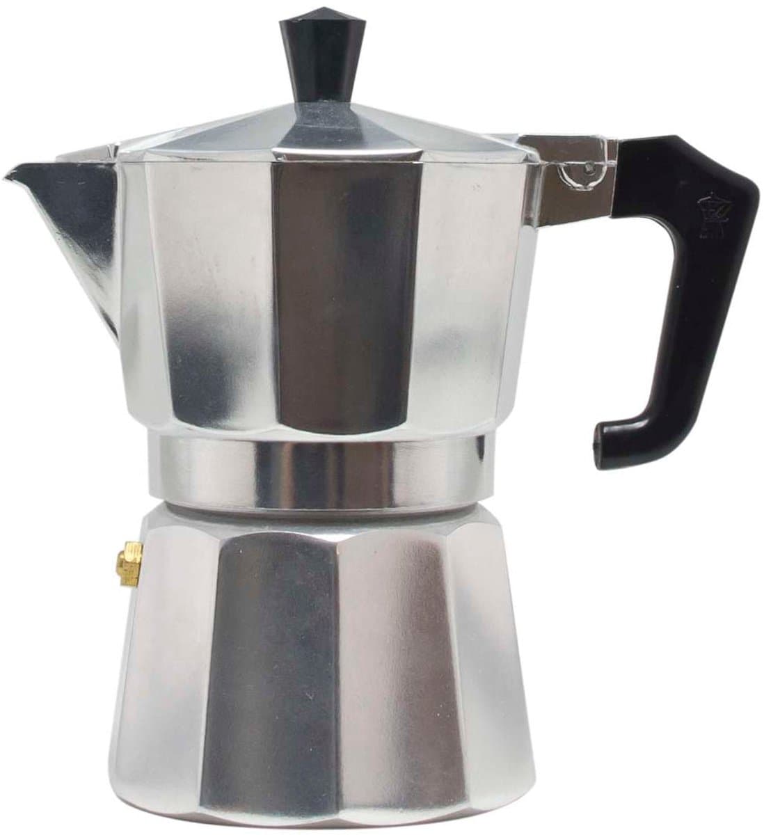 Cookinglife Percolator 2-3 Kopjes - Moka Pot - Aluminium - Grijs/Zwart - Authentieke Espresso - 150 ml — afbeelding 1