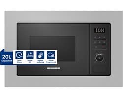 Heinner Inbouw Magnetron met Grill – 20 L – 800 W – Grill 1000 W – 5 Vermogensstanden – Digitaal LED-display – Ontdooifunctie – Snelkoken – 95 Min Timer – Kinderslot – RVS – 5 Jaar Garantie