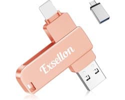 128GB Externe Geheugenstick voor Telefoon, Tablet en PC - USB-C & Lightning & USB 3.0 Flash Drive