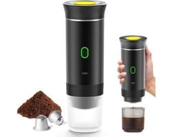 Draagbare reis espressomachine - 12V oplaadbare espressomachinemet voor kamperen en auto - Amerikaanse Italiaanse geconcentreerde elektrische kleine draadloze verwarming - Grijs