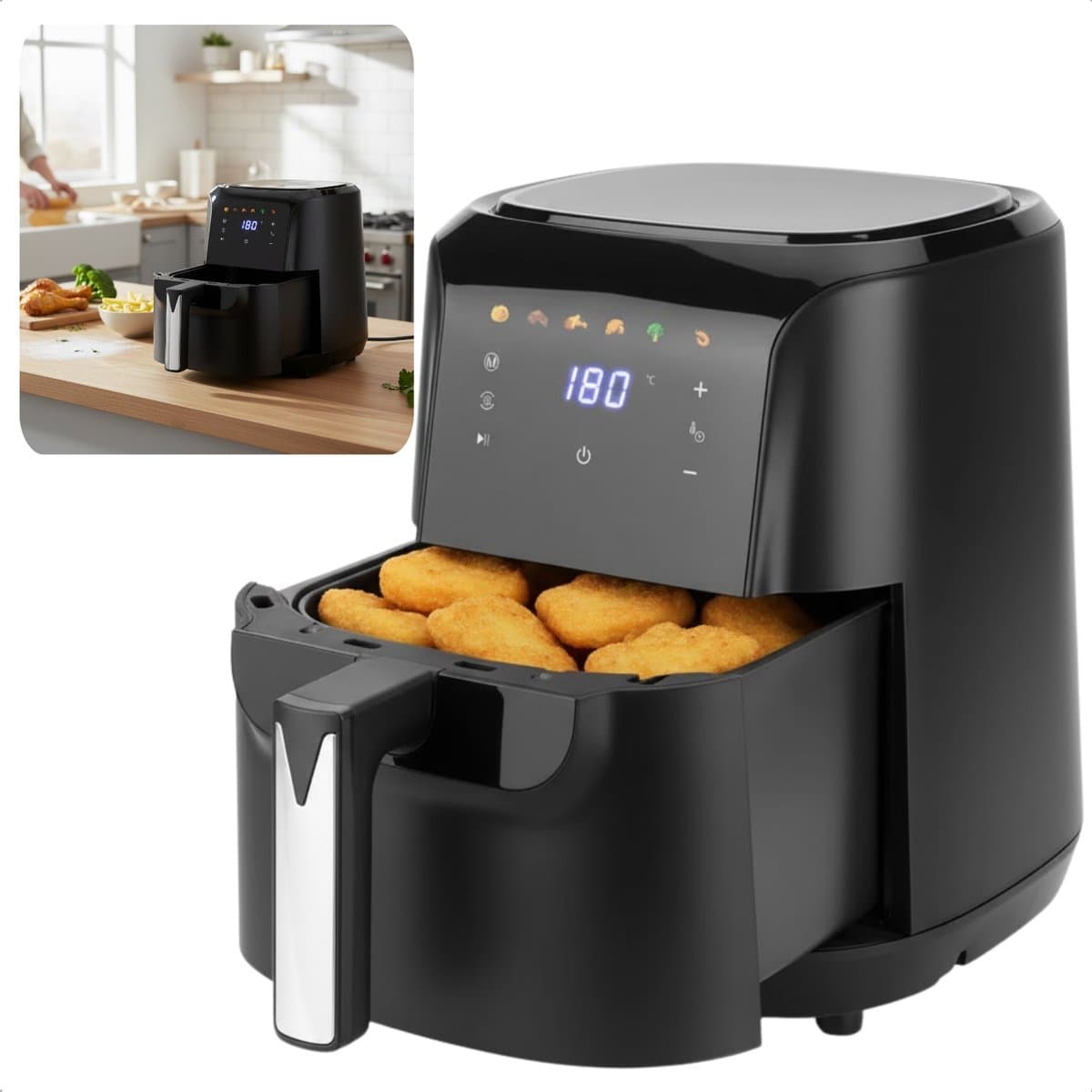 Cheqo® Airfryer - Hetelucht Friteuse - 6 Liter - Snelle Bereiding - Air Fryer - Hetelucht Oven - Timerfunctie - Hete Lucht Friteuse — afbeelding 1