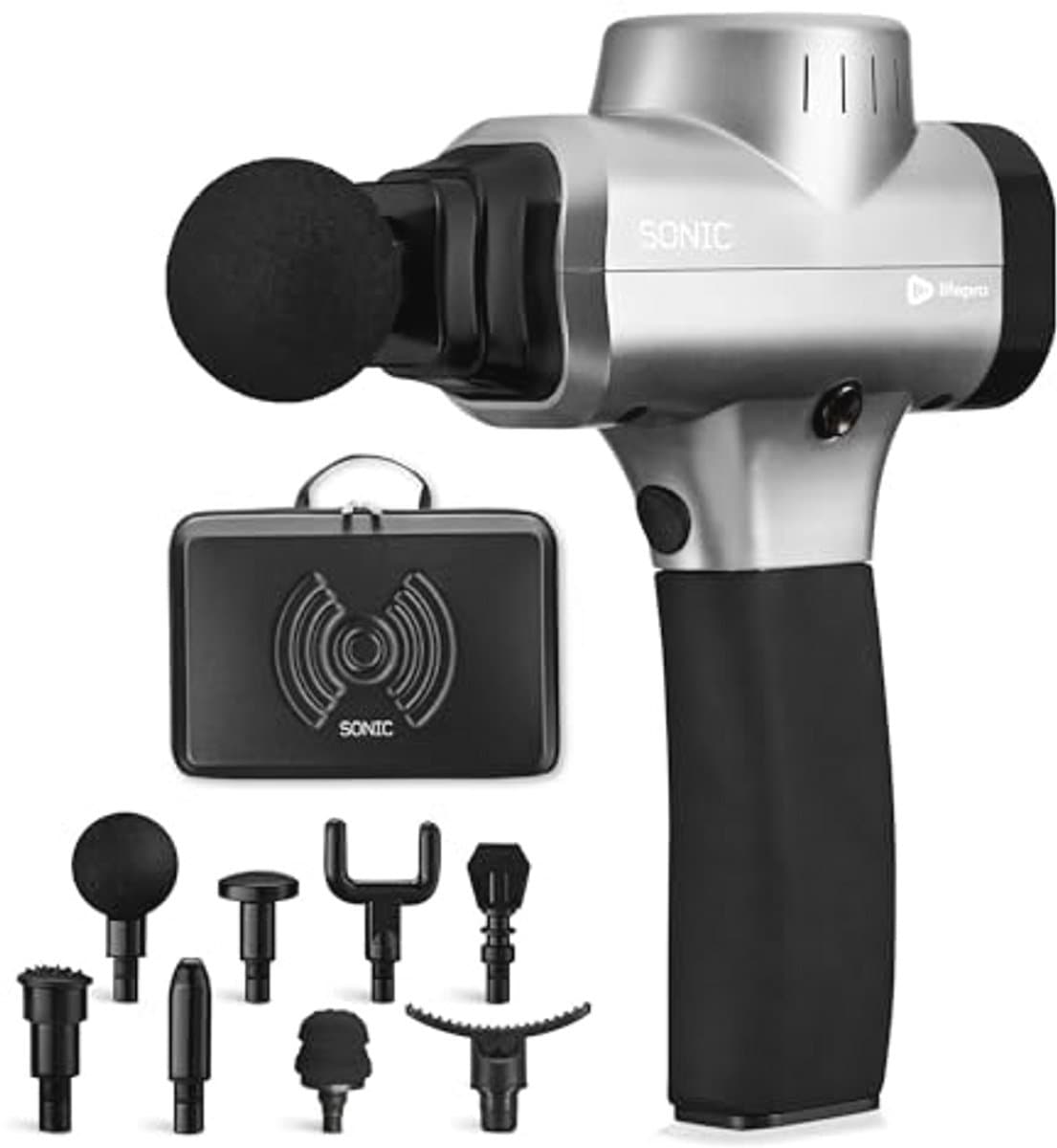 Massagepistool met 8 massagehoofden en 5 snelheidsinstellingen voor diepe weefselmassage — afbeelding 1