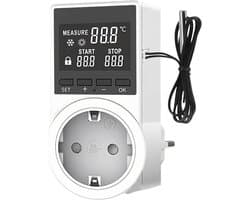 Digitale Temperatuurregelaar met Sensor en LCD Scherm - 230V Plug & Play Thermostaat voor Kas of Aquarium