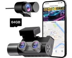 DYNA® Dashcam Voor en Achter - Dashcam - Dashcam Voor Auto - Zwart - 6cm x 12cm x 7cm