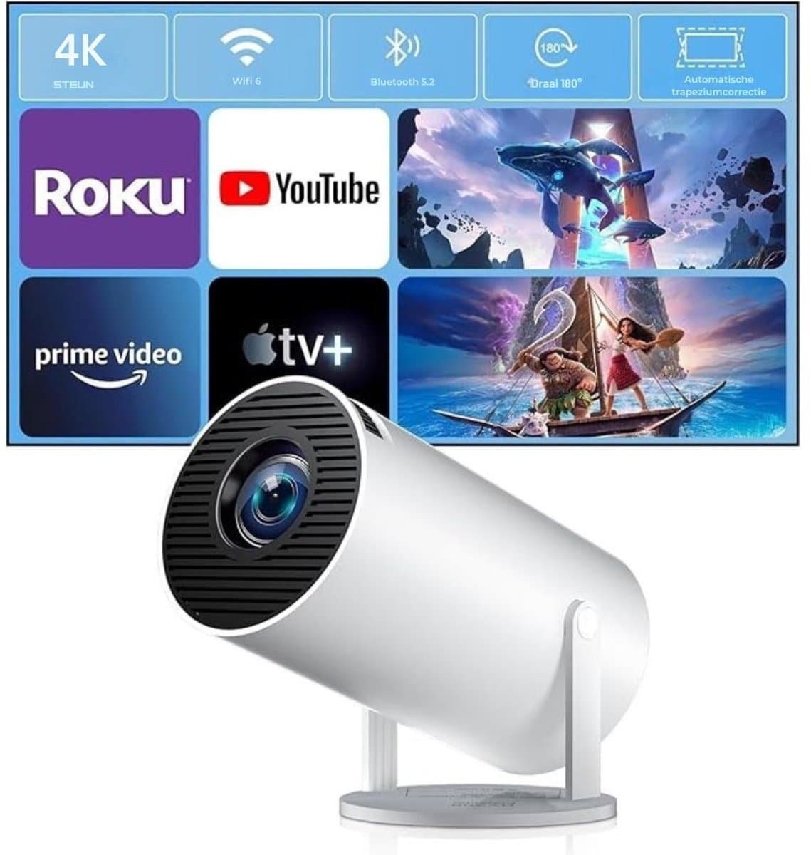 Nexvo® Draagbare beamer - Beamer - Projector - Mini Beamer - Wit -10cm x 16cm x 10cm — afbeelding 1