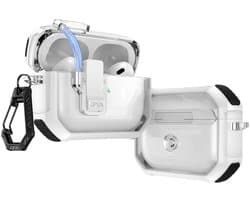 Coverzs TPU Rugged case met lock geschikt voor AirPods 4 - TPU Hoesje - Hoesje met slot - Optimale bescherming & Veiligheid