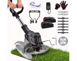 Bosmaaier - 3-in-1 Accu Grasmaaier - 500W - 18000 rpm - Zwart - 21V 2000mAh - 90° Verstelbare Kop & Telescopische Steel - 3-blads alles-in-één