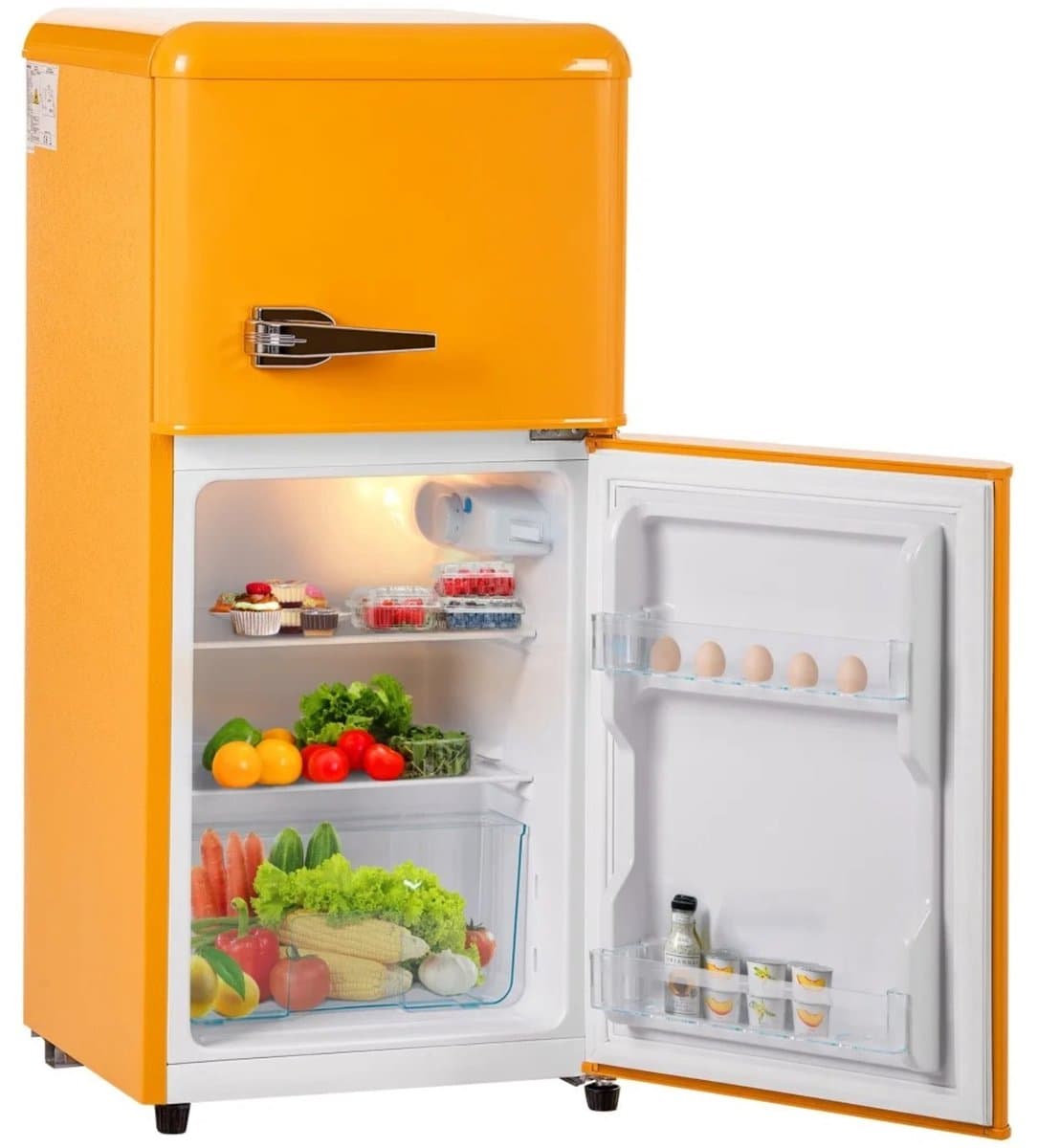 Linkforu –Minikoelkast – Vrieskast - Volume 60 Liter - Koelkast 22 Liter - 102 kWh per Jaar --27 ° C ~13 ° C - LED-verlichting – Geel — afbeelding 1