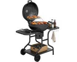 Outsunny Ronde barbecue-Metaal, Kunststof-129L x 63,5B x 106,5H cm-Zwart