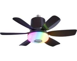 Bovista Plafondventilator - Met Verlichting - Plafond Ventilator - Met Lamp - Plafonniere Met Ventilator - Met Licht - Zwart - 47cm