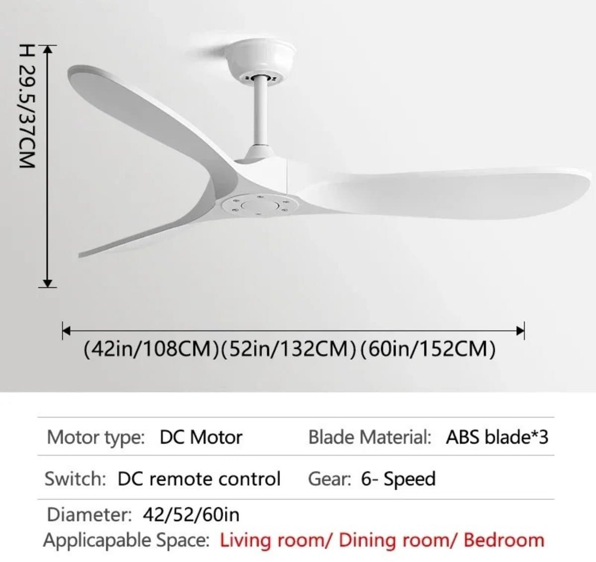Nivard Plafondventilator - Met Verlichting - Plafond Ventilator - Met Lamp - Plafonniere Met Ventilator - Wit - 132cm — afbeelding 1