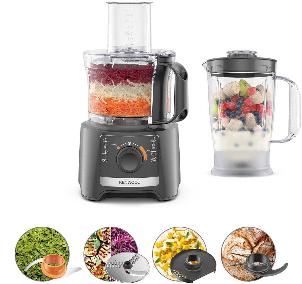 Kenwood MultiPro Compact - FDP31.170GY - Foodprocessor - Grijs — afbeelding 1