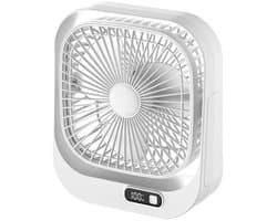 Ventilator - Fan - Tafelventilator - USB oplaadbaar - Stil en lichtgewicht - Met LED - digitaal display - 360° verstelbaar - 3 snelheden - Zwarte circulatieventilator met borstelloze motor - Voor kantoor, thuis en op reis (wit)