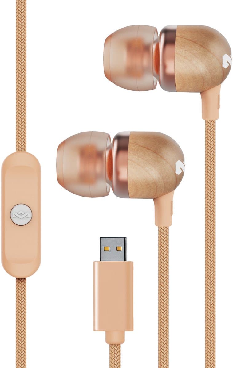 House of Marley Smile Jamaica USB C Oortjes met draad - Bedrade Oordopjes - Met Microfoon en 1knopsbediening - Eco Friendly Design - 9 mm Drivers - Knoopvrije Kabel - Copper — afbeelding 1