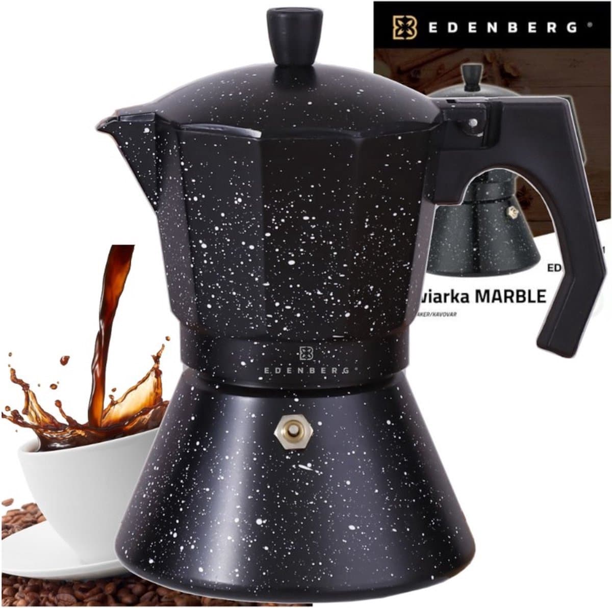 Edënbërg Stonetec Line - Percolator - Koffiemaker 9 kops - Espresso Maker 450 ML - Marmer Coating — afbeelding 1