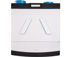 Orcon HRC-500 MaxComfort WTW unit met isolerende EPP behuizing, vochtsensor en randaarde, zwart/wit