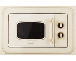 Klarstein Magnetron Victoria 20 inbouw retro, 20 L, 800 W Mikrowellen /1000 W grillvermogen, 3 Kombi functies, rvs, . Einbaurahmen, elfenbein - voor Keuken - Zwart - Microwave - Combimagnetron - Microgolfoven