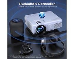 Yowhick - Beamer - Projector Beamer - Mini Meamer - 1080P - Automatische focus - met WiFi - 5G+2.4G Wireless Connection - Wit