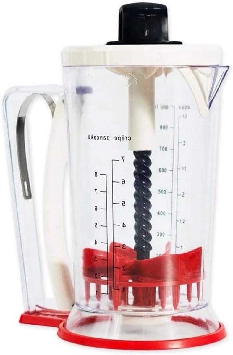 Deegdispenser Mixer - Beslaghouder Bakken - Muffins Pannenkoeken Maken - Nauwkeurig Gieten Ventiel - 900 ml Inhoud - Transparant Zwart Rood — afbeelding 1