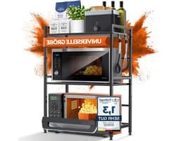 Magnetronrek Keukenrek - Voorraadrek Bakkersrek - Keuken Organiseren - Verstelbaar In Hoogte Lengte - 3 Lagen - Zwart