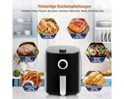 Mini Heteluchtfriteuse met Temperatuurregeling, 1400 Watt, 5-in-1 Multicooker voor Gezond Frituren en Koken