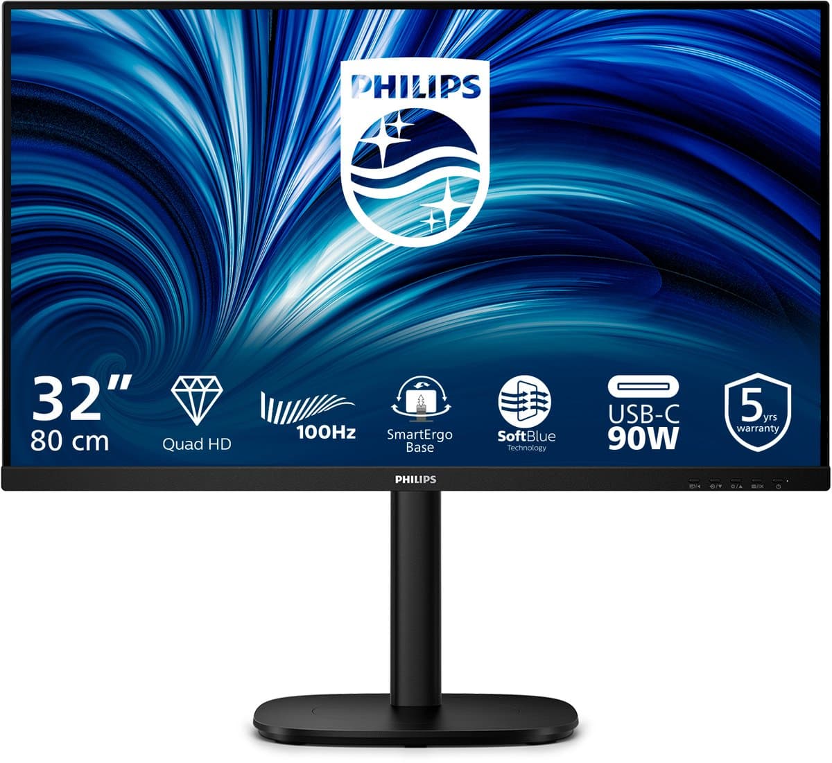 Philips 32B2U3601/00 computer monitor 80 cm (31.5") 2560 x 1440 Pixels Quad HD LCD Zwart — afbeelding 1