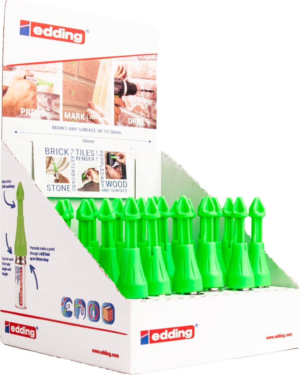 Edding E-8870 Marker voor Diepe Gaten - Groene Dop - Display 30 Stuks — afbeelding 1