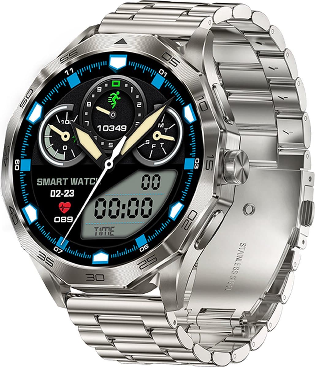 WizBay Premium Select® Smartwatch 1.85 Inch AMOLED - Bluetooth Bellen - AI Voice - Hartslag Slaap Bloeddruk en SpO2 - 100+ Sportmodi - 710mAh - Zilver — afbeelding 1