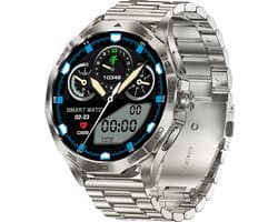 WizBay Premium Select® Smartwatch 1.85 Inch AMOLED - Bluetooth Bellen - AI Voice - Hartslag Slaap Bloeddruk en SpO2 - 100+ Sportmodi - 710mAh - Zilver