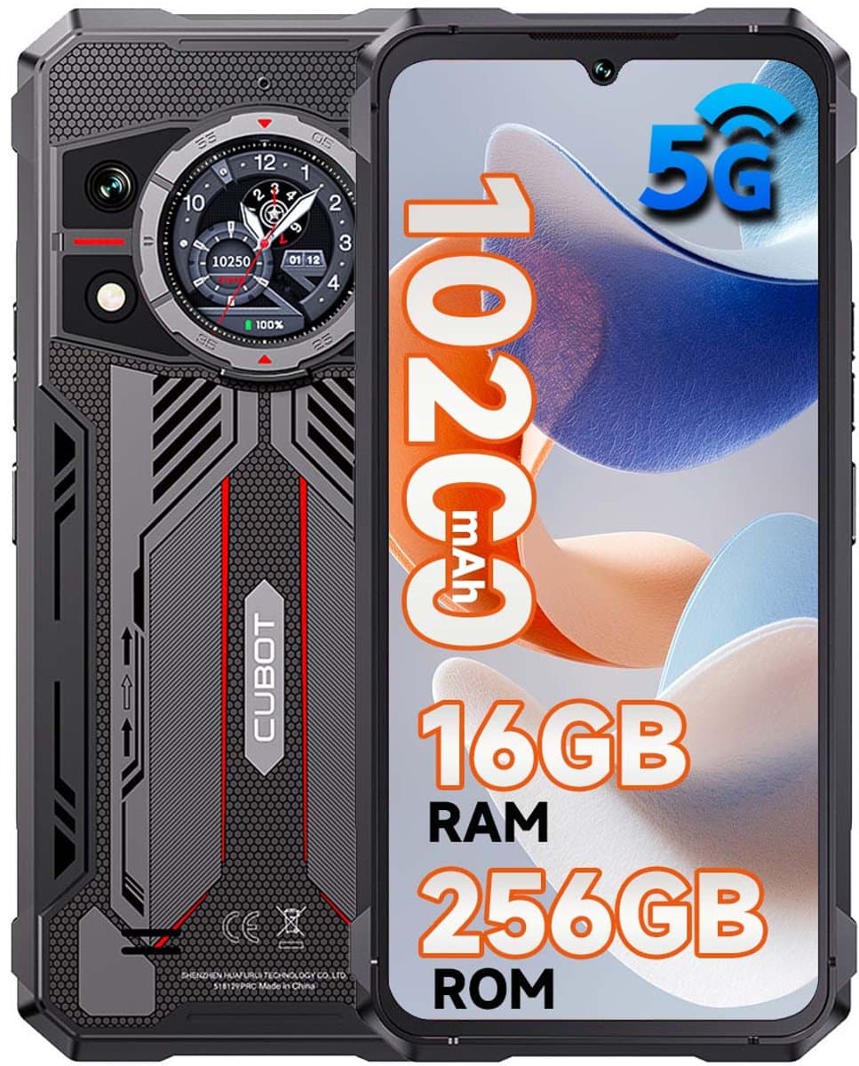 CUBOT Kingkong 11 Robuuste Smartphone 5G - 16GB(8+8) RAM - 256GB ROM - 10200mAh - 6.72 inch 120Hz - IP68/IP69K - Android 15 - 108MP Hoofdcamera - NFC - GPS - Zwart — afbeelding 1