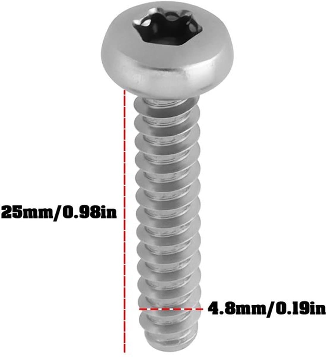 Schroeven 4,8 x 25mm - 6 stuks - Roestvrij Staal - Corrosiebestendig - Compatibel met Mountfield SP53H - Eenvoudig te installeren - Bevestigingsschroeven — afbeelding 1